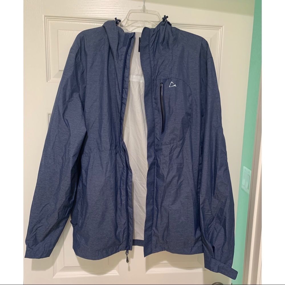 Blue Rain Jacket with Zippers